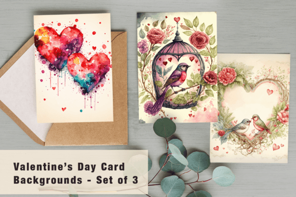 Beautiful Watercolor Valentines Card Backgrounds for Your Designs