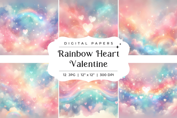 Bring Playful Charm to Your Designs with Rainbow Heart Valentine Backgrounds