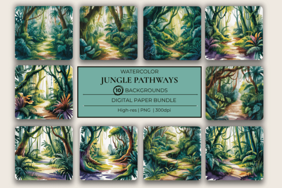 Deep Jungle Pathways Forest Backgrounds: Immersive Digital Art