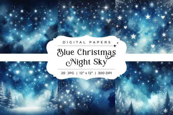 Enchanting Blue Christmas Night Sky Backgrounds