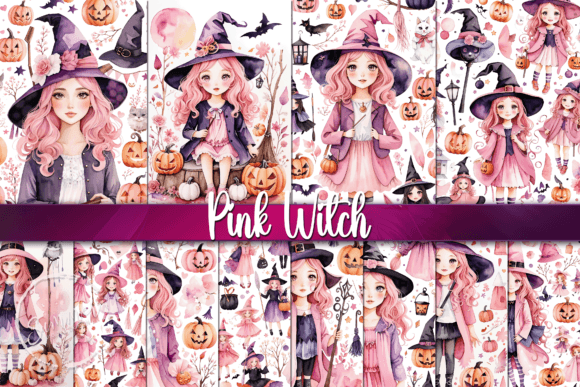 Enchanting Pink Witch Backgrounds for Your Halloween Projects