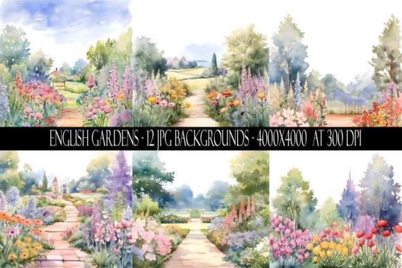 English Garden Backgrounds: 12 Digital Papers for Creative Projects