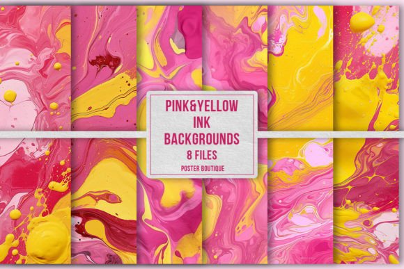 Vibrant Pink Yellow Ink Backgrounds Pack for Modern Creators