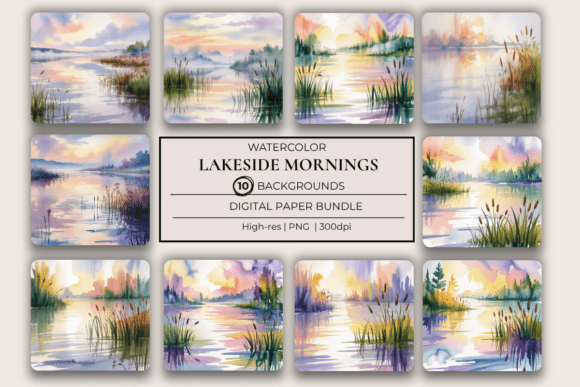 Watercolor Lakeside Mornings Backgrounds: Your Creative Sanctuary
